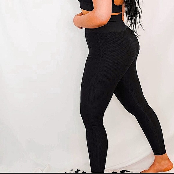 ☃️BOGO50%☃️🆕🖤MONO B: Jacquard & Ribbed Seamless High Waisted Leggings LARGE - Picture 4 of 6